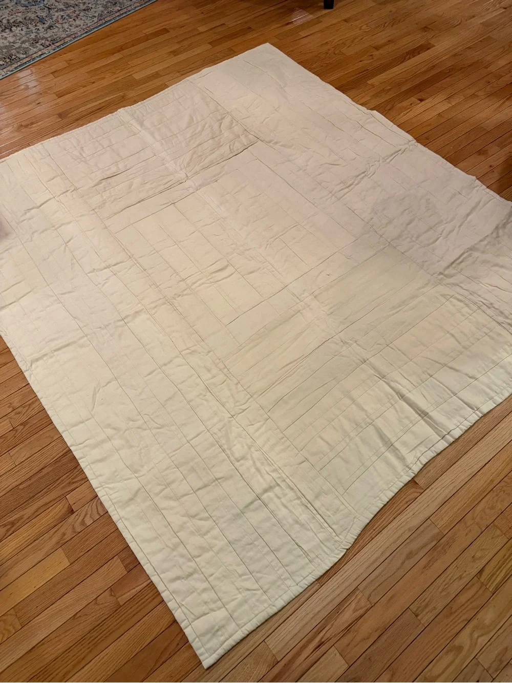 Handmade RL Style Floral Tapestry Patchwork Quilt Mauve Cream Green